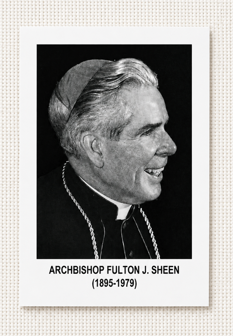 Sheen Prayer Card B&W