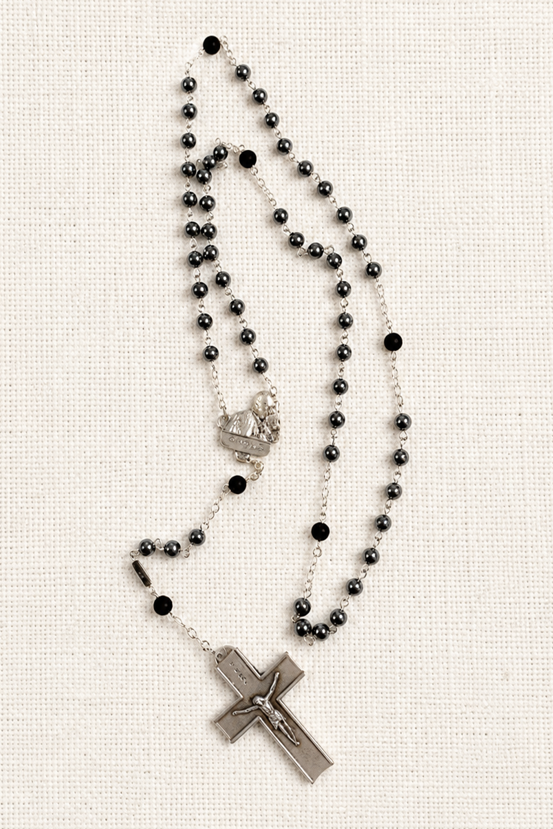 Hematite and Black Rosary FJS